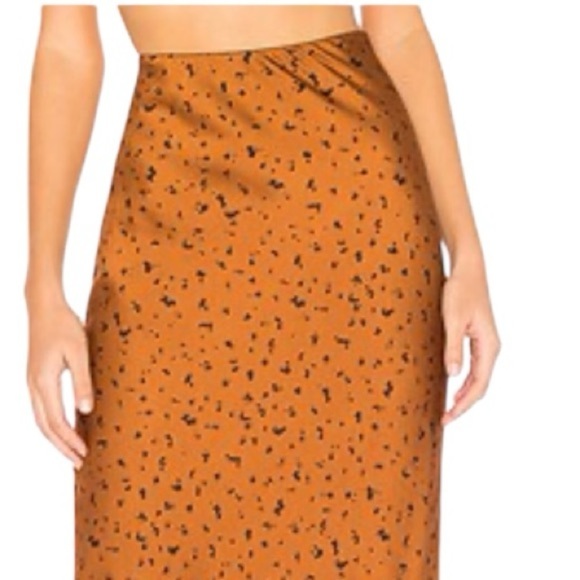 J.O.A Animal Print Midi Skirt in Bronze Dot Size Small - Picture 2 of 11